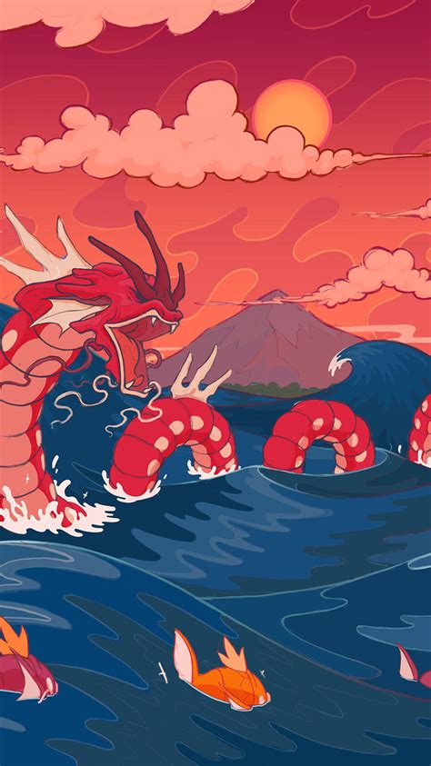 Download Red Gyarados Pokemon Iphone Wallpaper .